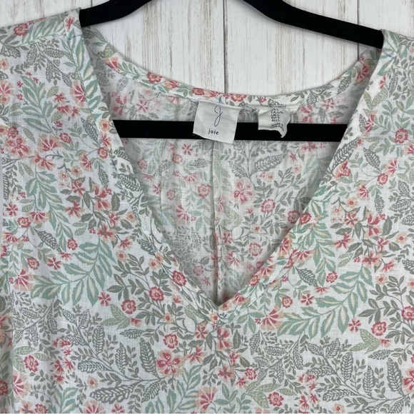 Joie 100% Linen Sleeveless Ditsy Floral Tiered Babydoll Mini Dress Size Large - Picture 4 of 5